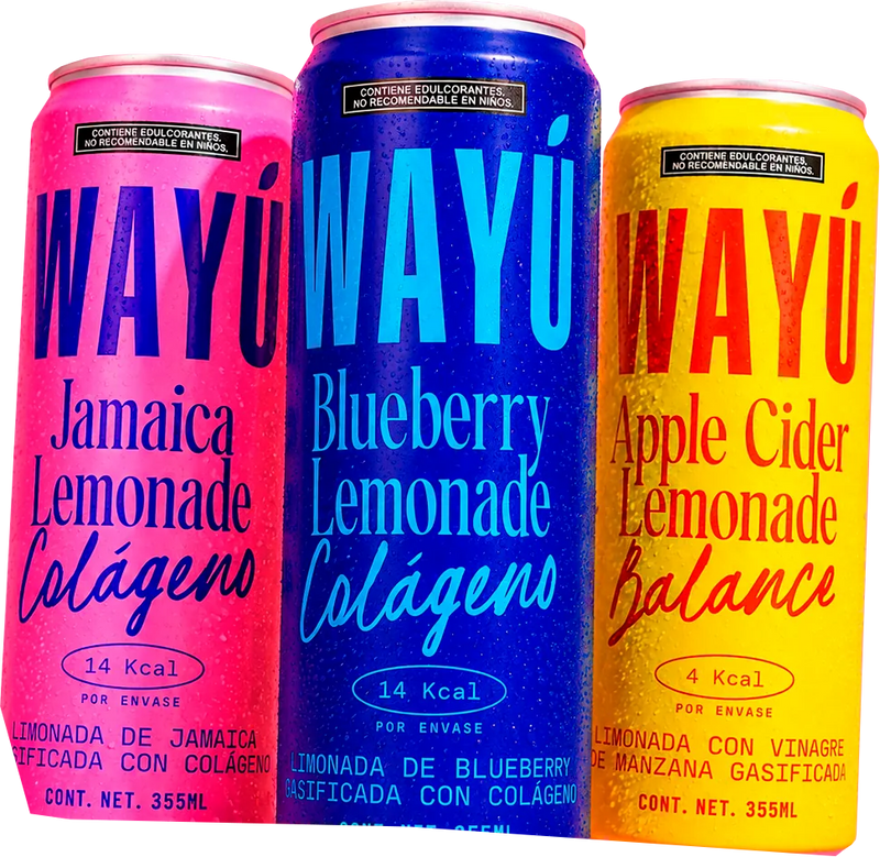 Limonadas Wayú de jamaica, blueberry y apple cider